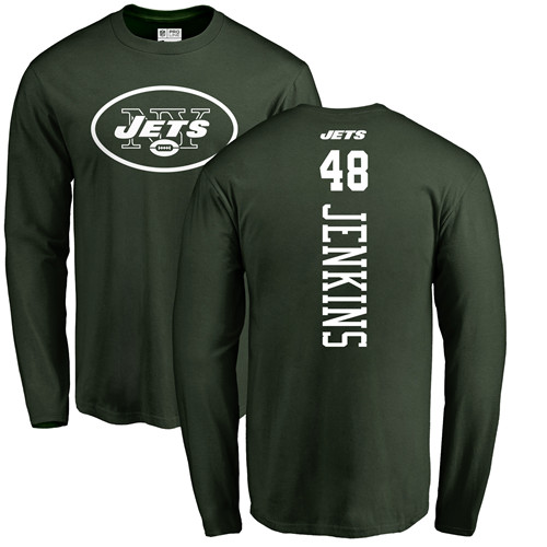 New York Jets Men Green Jordan Jenkins Backer NFL Football 48 Long Sleeve T Shirt